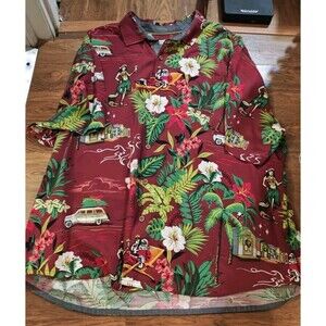 Tommy Bahama Shirt Mens 2XLB Viscose Christmas Santa Hawaiian Camp Hula Girl